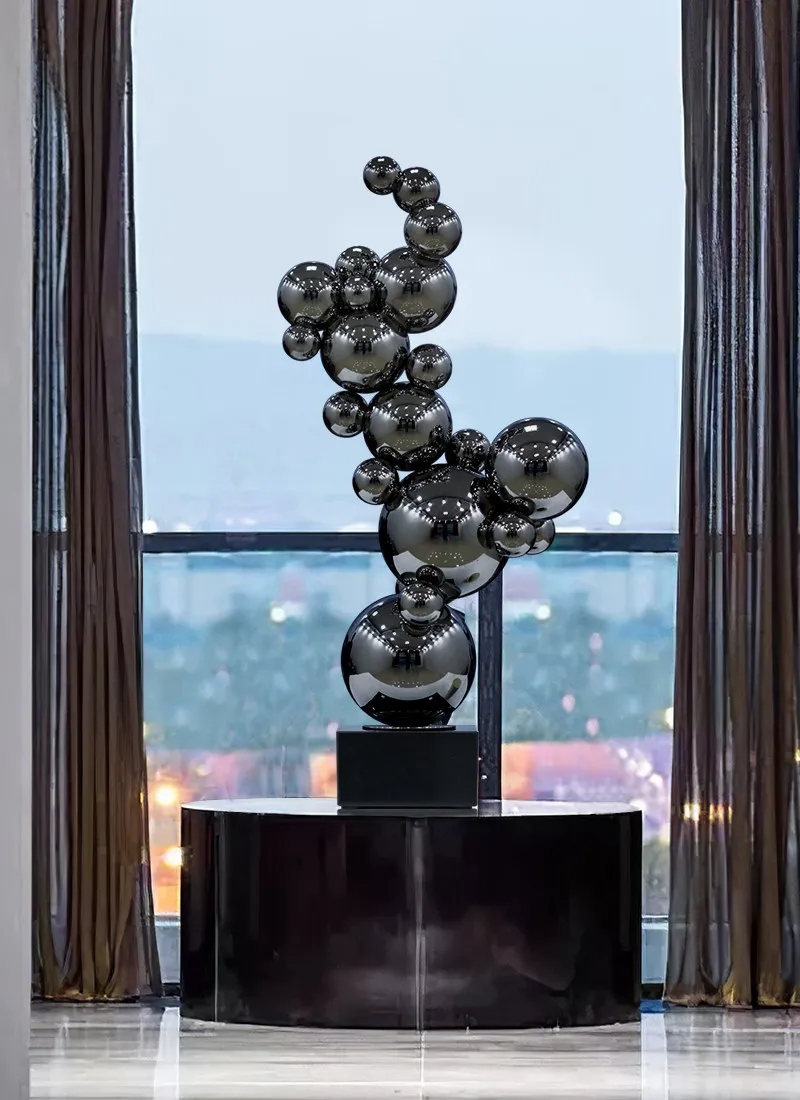 Modern Abstract Stacked Bubble Sphere Horse Sculptures Large Floor Statues Luxury Home Living Room Entryway Decor Business Gifts