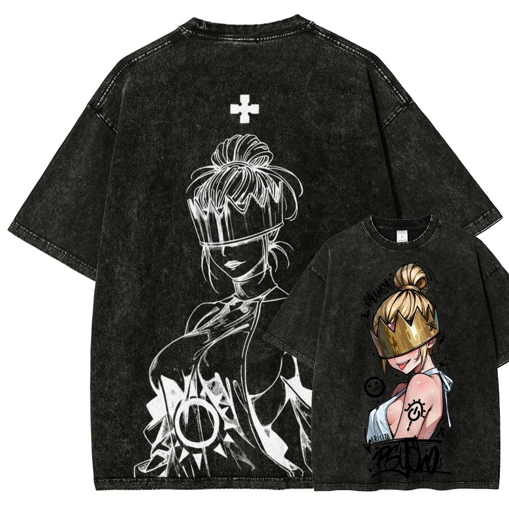 Hot Anime Fire Force Anime Lover Washed T-shirt personality Clothes Oversized Unisex Couples hot product Classic high quality