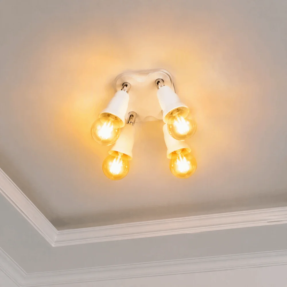 Durable E26 Light Splitter PBT White Lamp Holder Converter Adjustable Direction Bulb Adapter Holder Fluorescent Bulbs