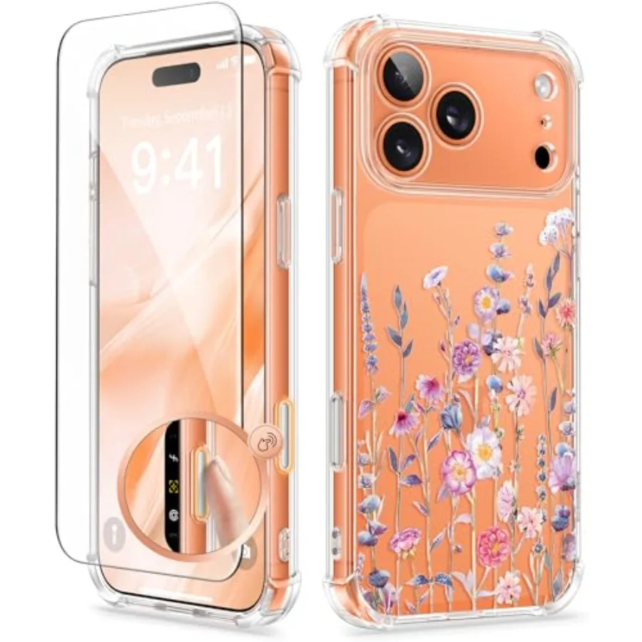 

Чехол для iPhone 17 Pro Max с улучшенной полной защитой камеры, нежелющий прозрачный дизайн, встроенная защита экрана