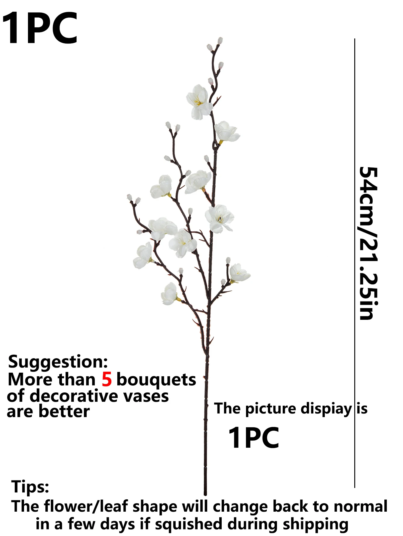 3/5 stücke Seide Künstliche Blumen Pflaumenblüte Pfirsich Zweig Neujahr Hause Vase Outdoor Garten Hochzeit Party Hof Dekor DIY geschenk – Detail 8