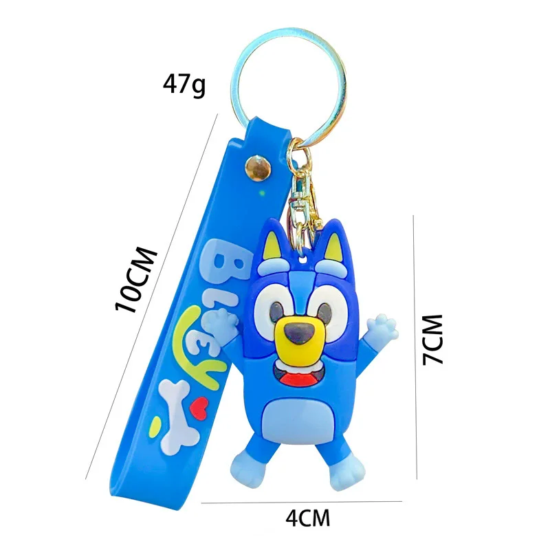 Bluey أنيمي نموذج لجسم الدمى المفاتيح الإبداعية لطيف البنغو حقيبة الملحقات على ظهره تزيين مُثبت الهاتف الشنق اللعب هدية