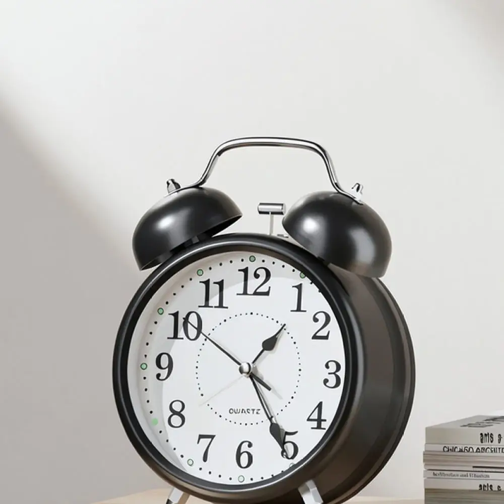 Reliable Metal Alarm Clock For Students Table Timepiece Luminous Hands Silent Sweep Movement Battery Powered Kids Clock