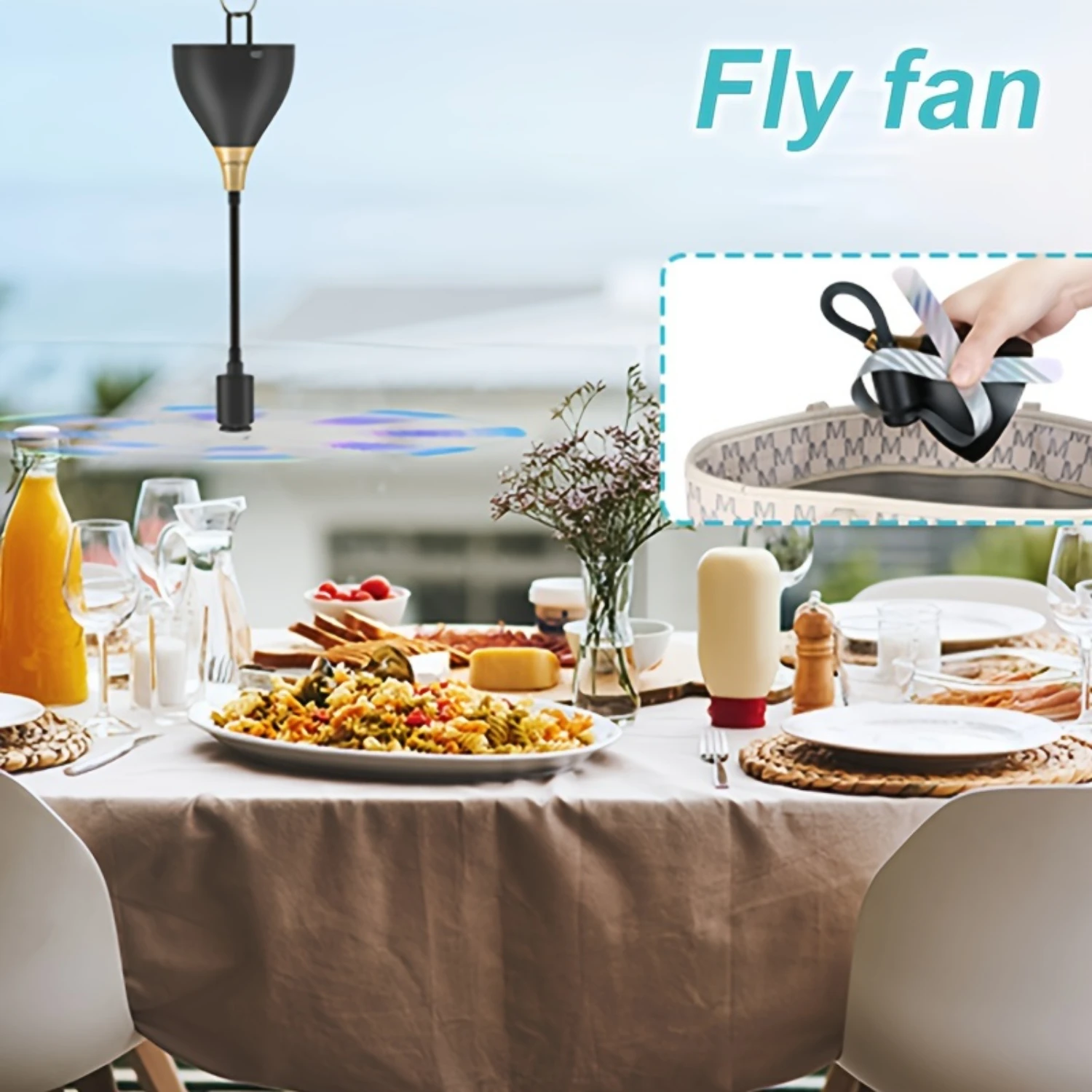 مراوح محمولة فائقة الطيران - أدوات صغيرة الحجم لمكافحة الآفات للطاولات والشواء والنزهات والصيف - تحافظ على طعامك الخارجية نظيفة وسا