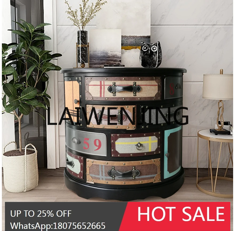 Bedroom American Style Entrance Cabinet Lobby British Black Living Room Sofa Semicircle Decorative Chest of Drawers