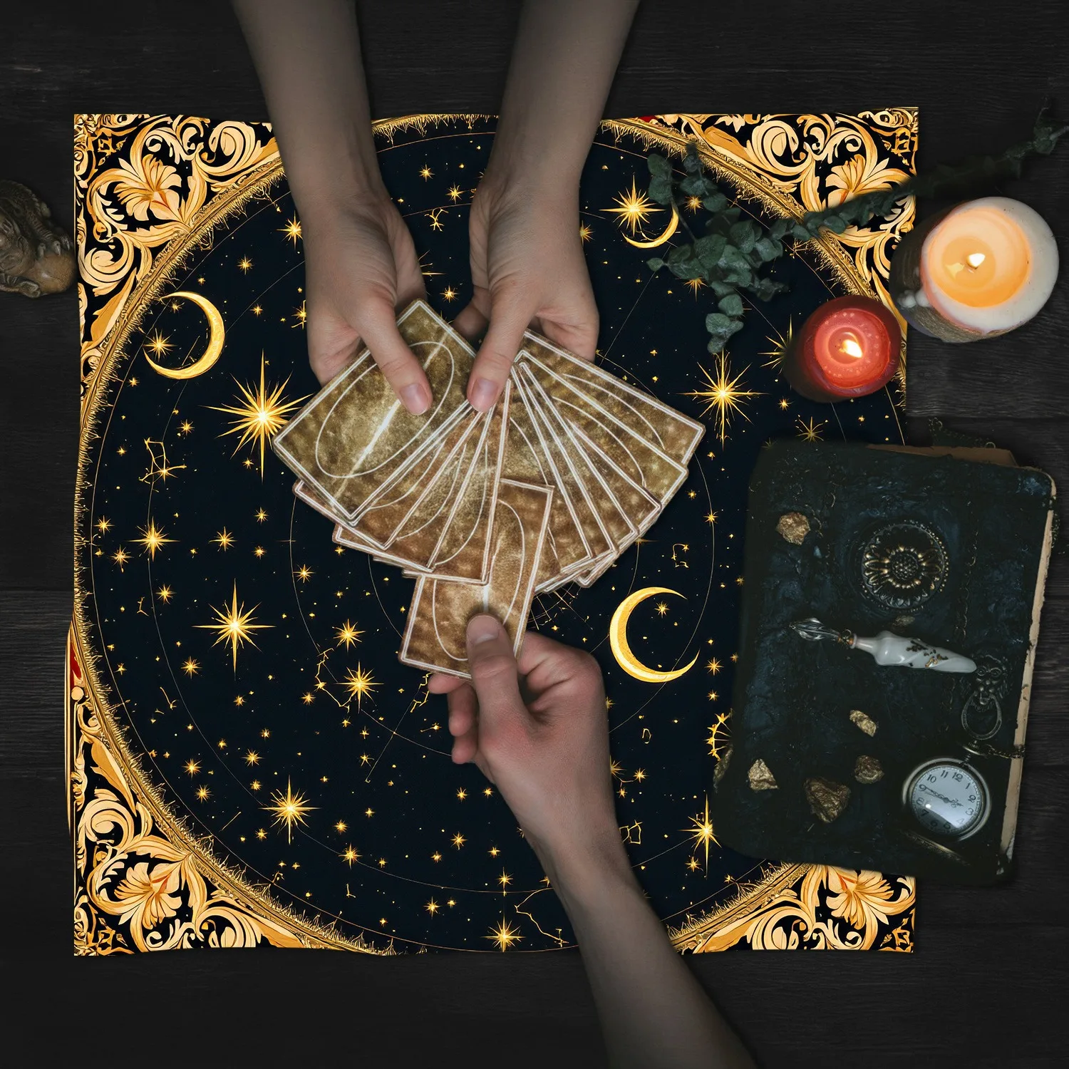 【Star Geometry】Tarot Tablecloth, Medieval Style Meditation & Divination Tablecloth, Durable & Washable