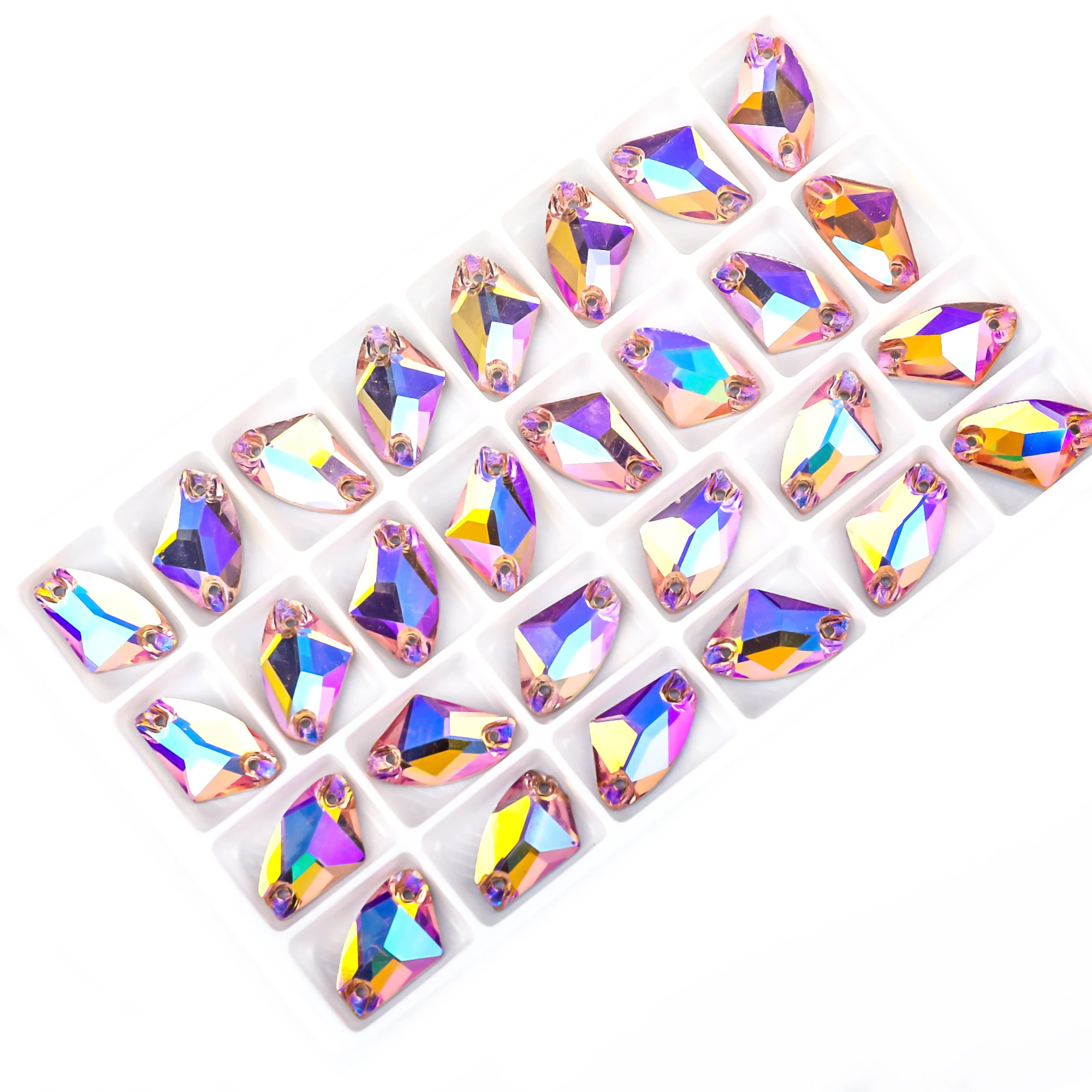 VC Sewn on rhinestone axe shape AB crystals flat back crystals for clothing shell beads for wedding dresses for decoration diy