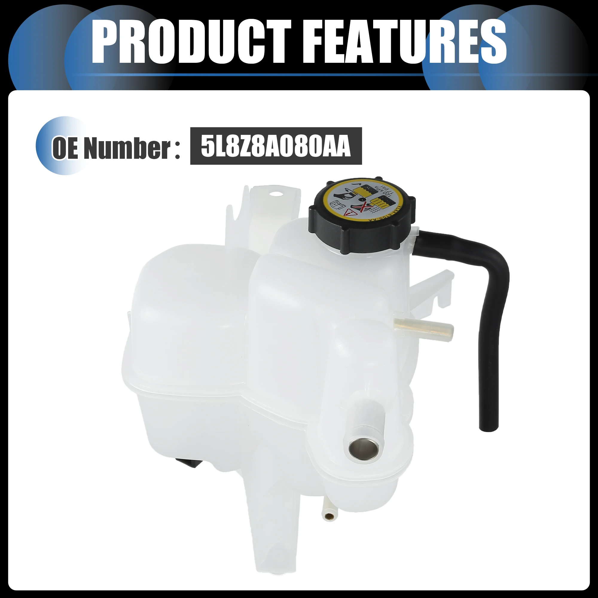 

UXCELL Расширительный бачок для резервуара охлаждающей жидкости, расширение охлаждающей жидкости двигателя с крышкой датчика No 5L8Z8A080AA для Ford Escape White