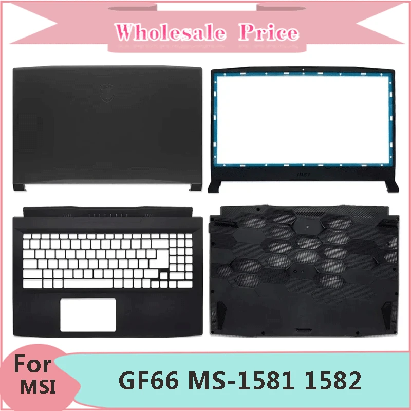 laptop lcd back cover para msi moldura frontal palmrest superior base inferior case dobradicas de teclado ms1581 1582 novo original 01