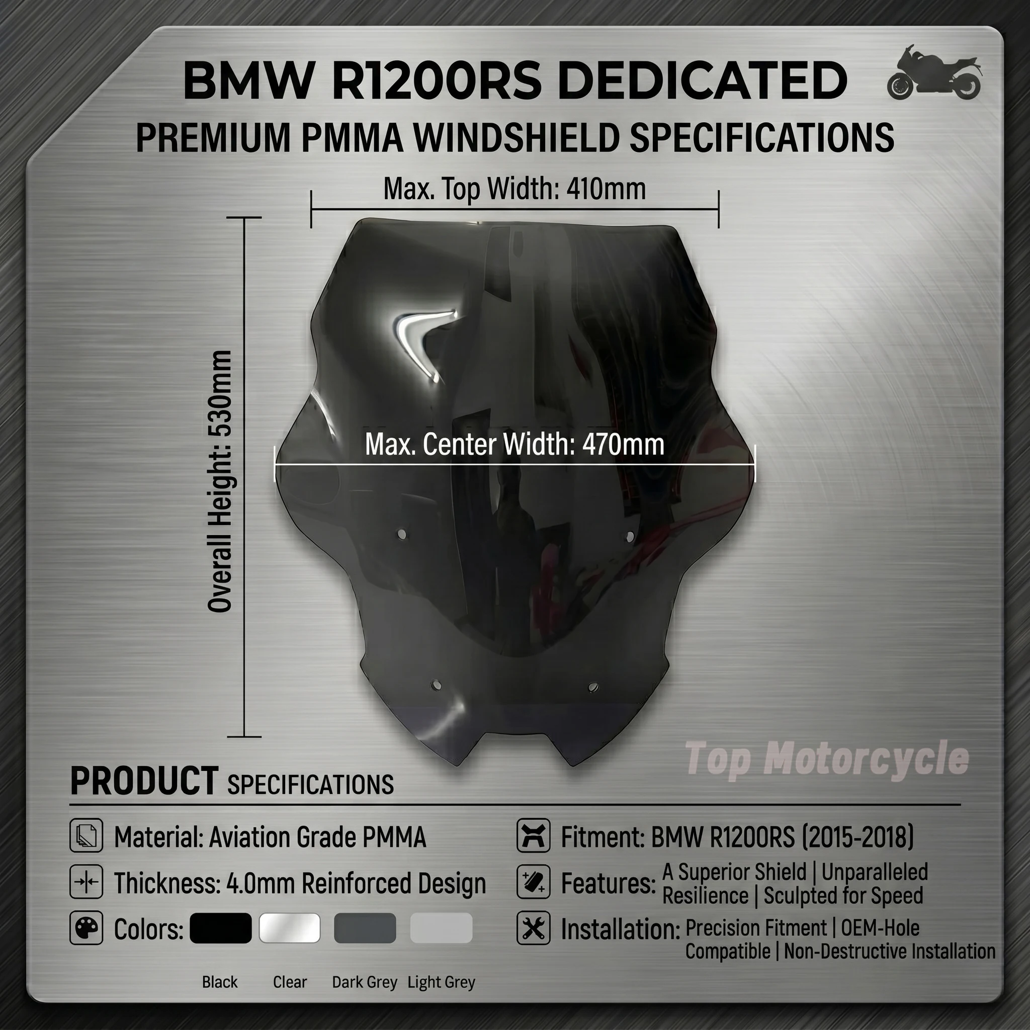 Clear Touring Windscreen For BMW R 1200 RS R1200RS 2015 2016 2017 2018 Motorcycle Windshield Deflector D5120ST