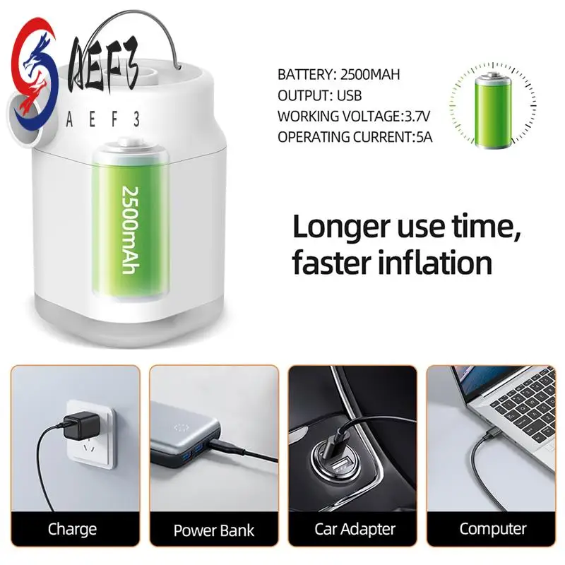 

AEF3-Portable Compressors MINI Wireless Tyre Inflator Air Compressor For Car Bike Ball With Power Bank LED Light