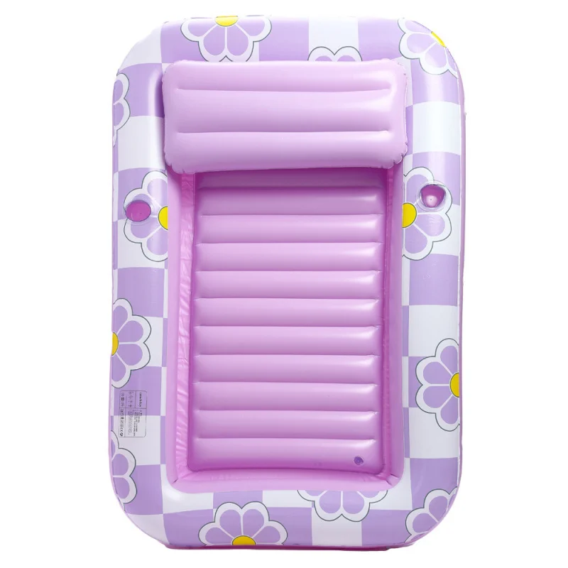 

Oversized Square Inflatable Floating Bed with Backrest, Water Float for Pool Sun Tanning Summer Swimming Vacation Relaxation