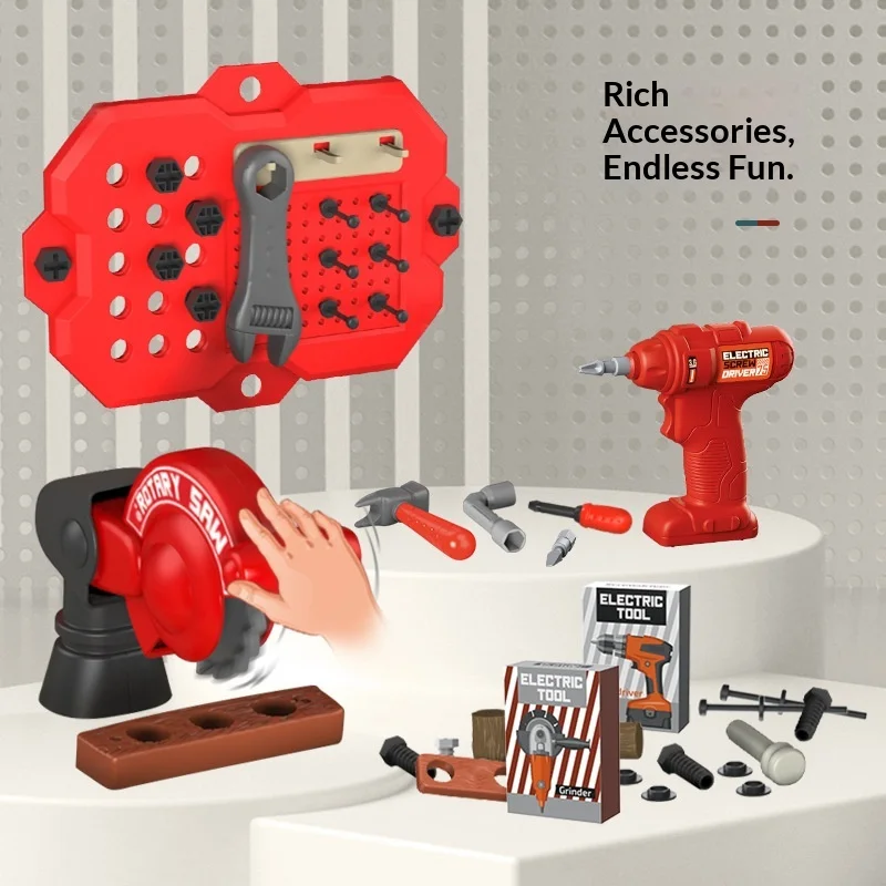전동 드릴과 톱 도구 세트, 드라이버 포함, 소년들을 위한 역할 놀이 학습용 토이 키트