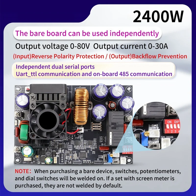 XY8030 CNC DC Buck convertisseur 80V 30A 2400W MPPT charge solaire CV CC Module abaisseur couleur LCD affichage Module unique