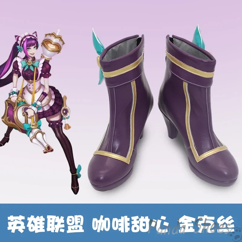 LOL The Loose Cannon Jinx Cosplay Shoes Anime Game League of Legends Cos Purple  Cosplay Costume Prop Shoes for Halloween