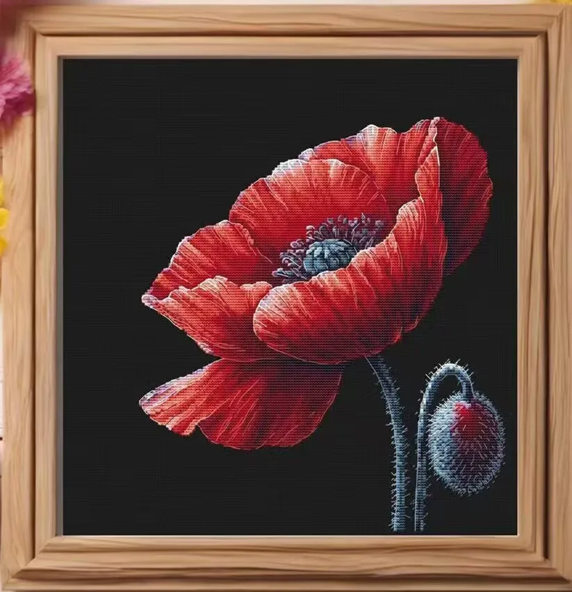 

Цветок мака, цветы 18CT, 16CT, 14CT, без печати, высокое качество, наборы для вышивки крестом, искусство вышивки, сделай сам, рукоделие ручной работы, домашний декор