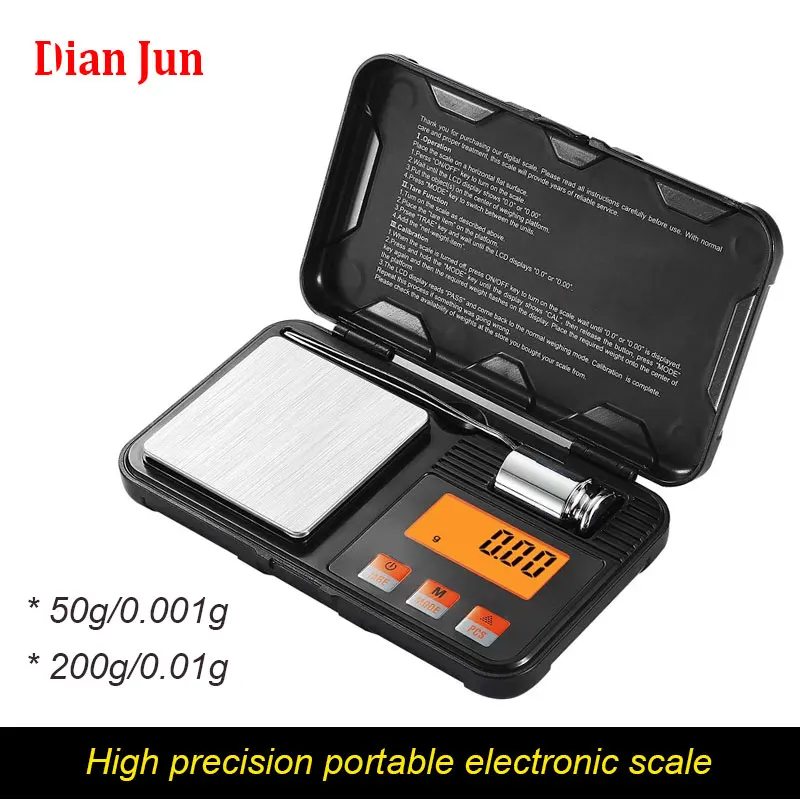 Mini Digital Scale 200g/0.01g 50g/0.001g High Precision Pocket Electronic Scale Balance Scale for Food Weighing Jewelry Scale