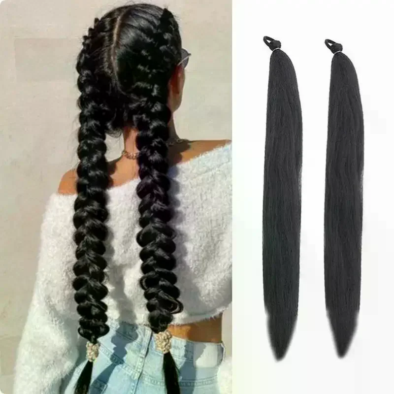 Синтетические-длинные-прямые-наращивания-хвоста-с-резинкой-diy-плетеные-аксессуары-для-волос-«конский-хвост»-на-Хэллоуин