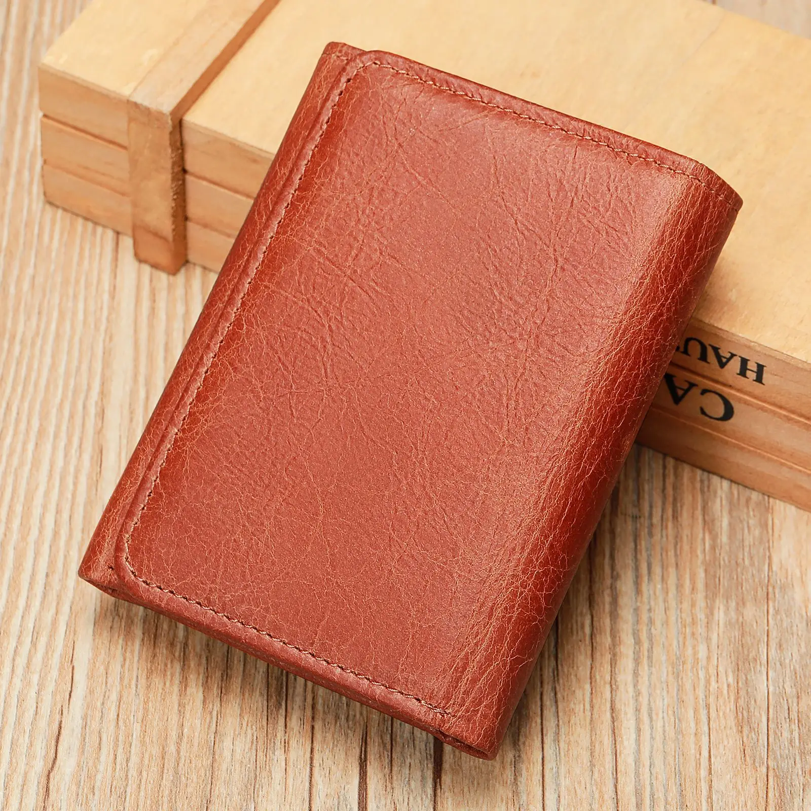 

Genuine Leather Men's Wallet Slim Minimalist Trifold Purse High Quality Business Rfid Blocking Card Holder Coin Pocket Wallet