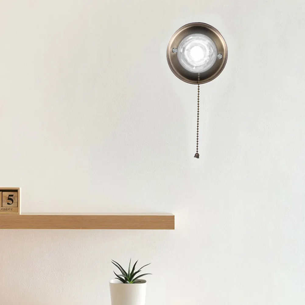 

2Pcs Retro Light Head Decor E27 Lamp Socket with Pull Chain Switch Vintage Wall Mount Fixture for Home Lighting