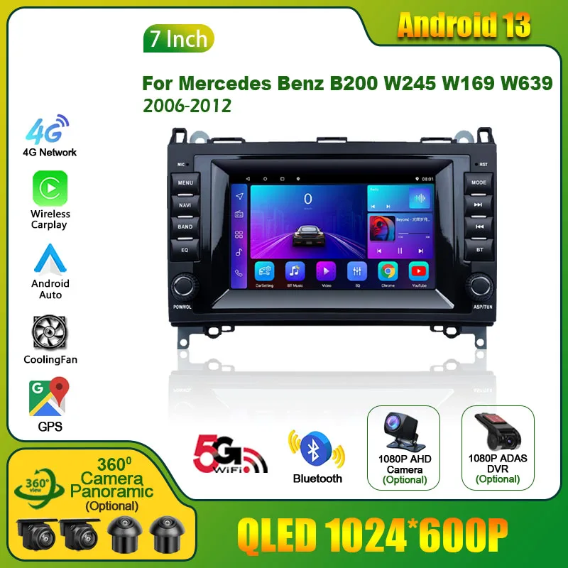 

For Mercedes Benz B200 W245 W169 W639 Multimedia GPS Auto Car Radio BT WiFi Android GPS Navigation Carplay 2 Din Screen Stereo