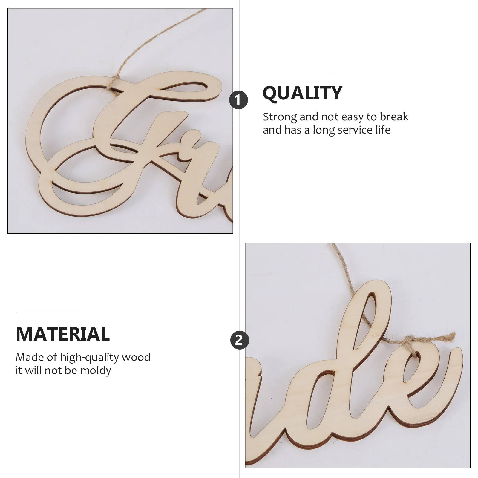 2 قطعة العروس العريس علامة خشبية الزفاف معلقة حلية لباب جدار مدخل الطرف الديكور مقهى المنزل استخدام علامات الزفاف #1