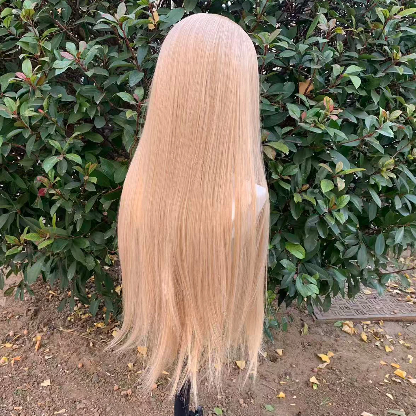 Mixed Golden Widow's Peak Straight Wig 13X4 Synthetic Lace Front Wigs for Women Heat Resistant Hair Synthetic Wig Daily Use