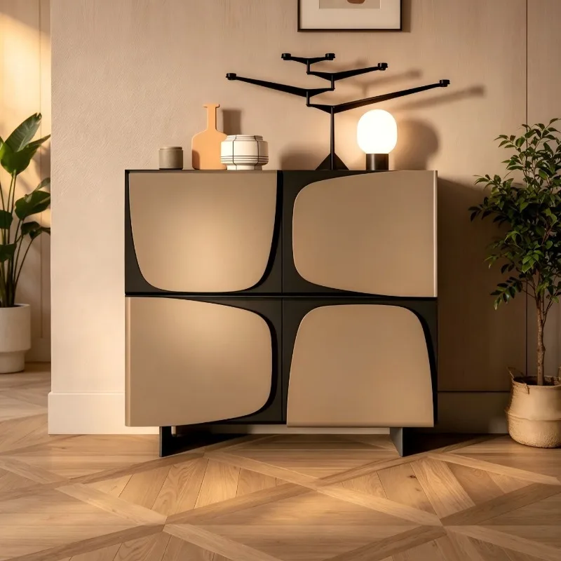 Nordic lacquered entryway cabinet, artistic sideboard