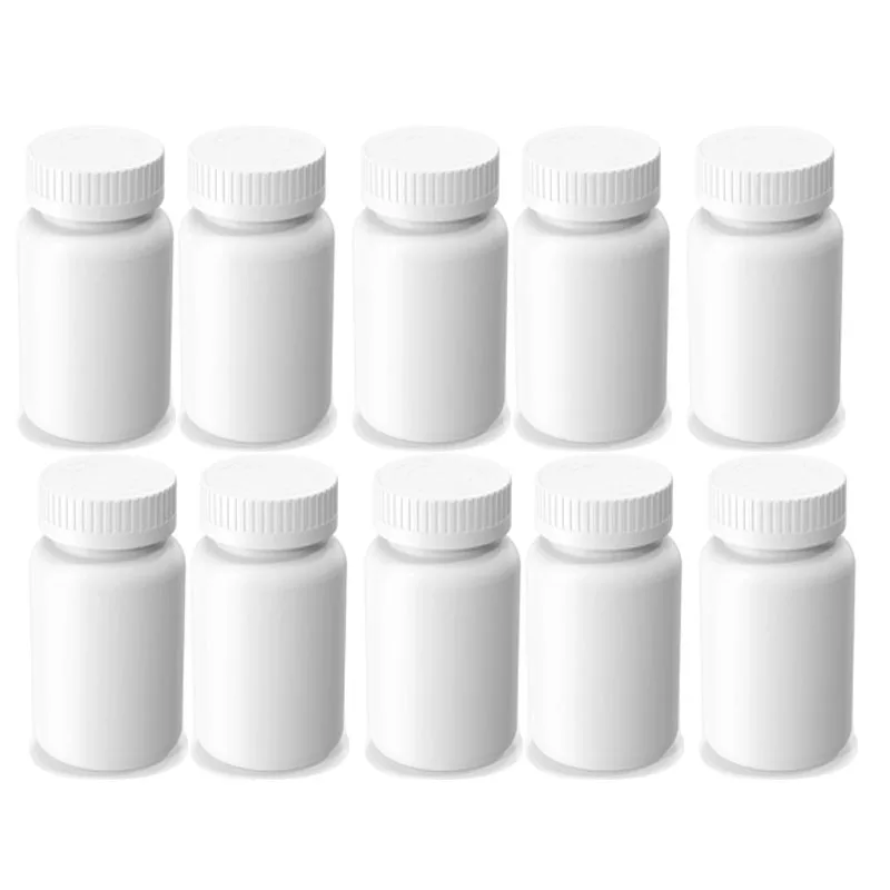 10pcs 100cc 120cc 150cc 200cc Medicine Bottle with lid Food Grade HDPE Container for Pill Capsule Tablet Refillable Bottles