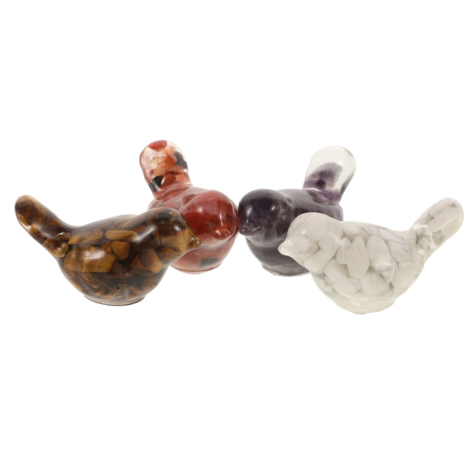 4pcs Crystal Bird naments Resin Mini Figurines White Turquoise Eye Red Agate Home Garden Decor Lifelike Birds