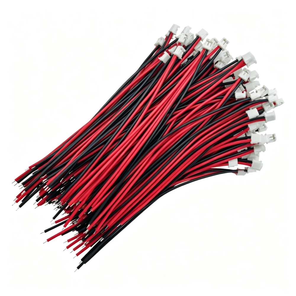 100Pcs ZH 1.5mm Wire Cable 2 Pin Connectors Electronic Line Length 10cm