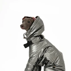 Haute Couture Warm 4-legged Grey Jacket for Italy Greyhound High-grade Fabric Windproof Rainproof Whippet Clothes