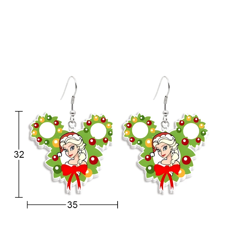 Disney-pendientes colgantes de acrílico transparente para mujer y niña, joyería bonita de princesa de Navidad, coloridos, gancho, Regalos especiales