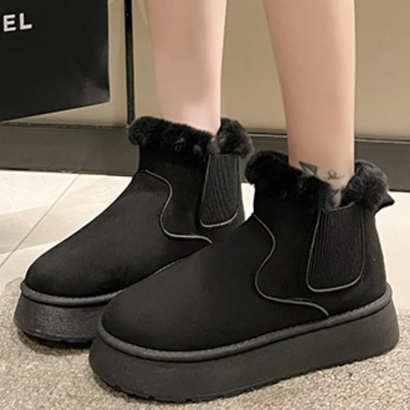 

2025 зимние новые модные брендовые дизайнерские уличные удобные нескользящие женские ботинки, толстые теплые повседневные прогулочные ботинки на плоской подошве, большие размеры