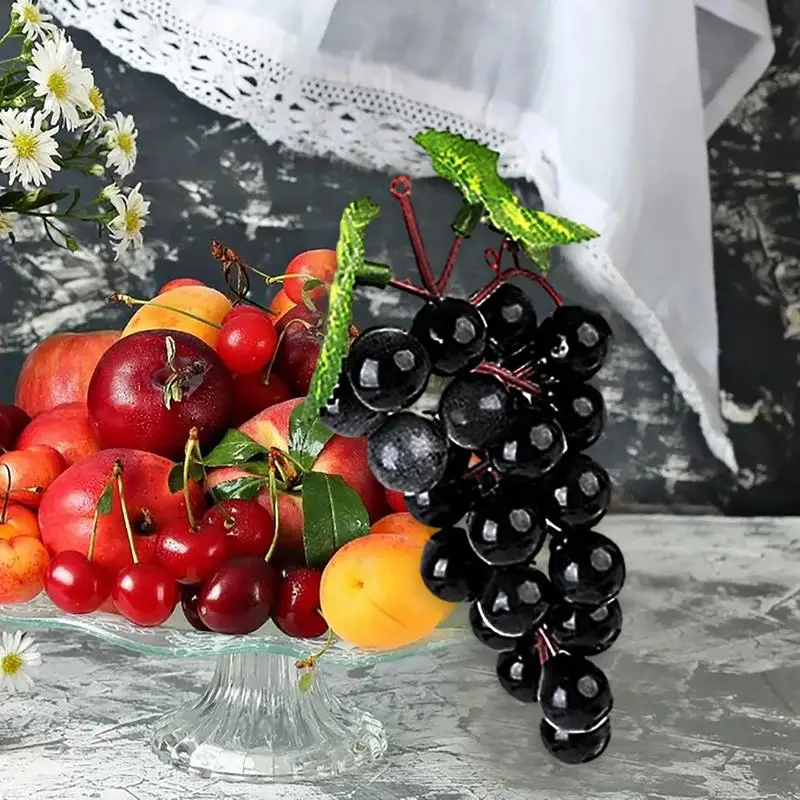 Reusable Artificial Plastic Fake Simulated Grapes Ornaments Fake Grapes Bunches Fake Fruit Decorations For Room Wedding Supplies