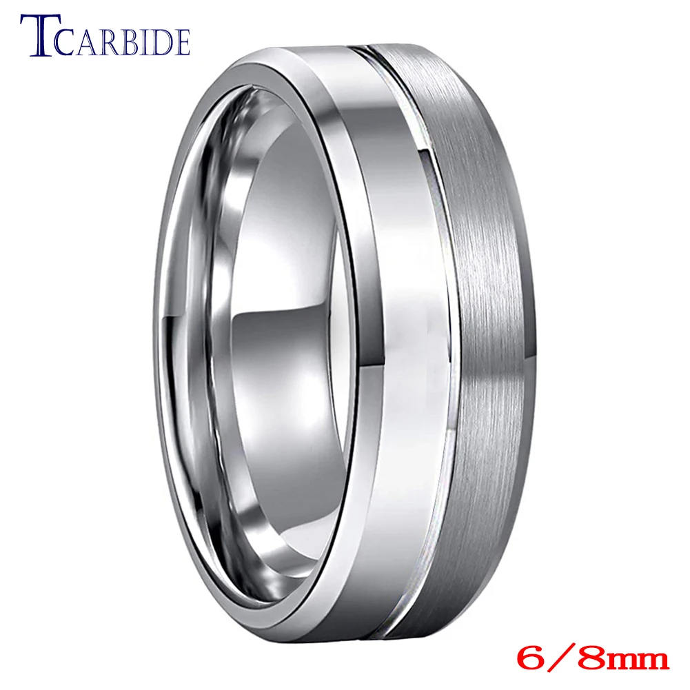 Dropshipping 6mm 8mm Shiny Forever Wedding Band Tungsten Plain Ring Classic Jewelry Groove Brush Polish Finish Free Shipping