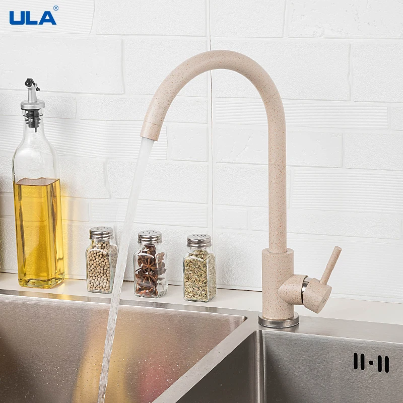 

ULA Stainless Steel Kitchen Faucet Sand Color Sink Water Mixer Kitchen 360 Faucet Tap Hot and Cold Water Tap Kitchen Faucets