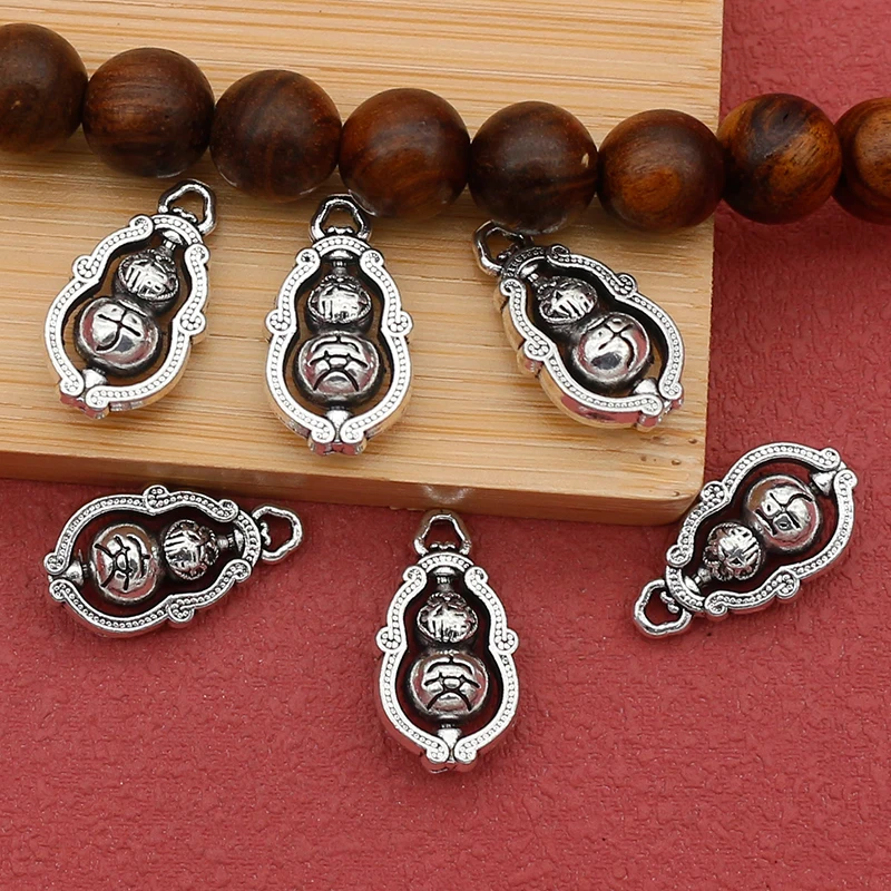 10pcs/Lot Trendy Women/Men Blessing Be Safe Prayer Jewelry Charms 19x9.5mm Calabash Lucky Wish Pendants DIY Necklace Keychains