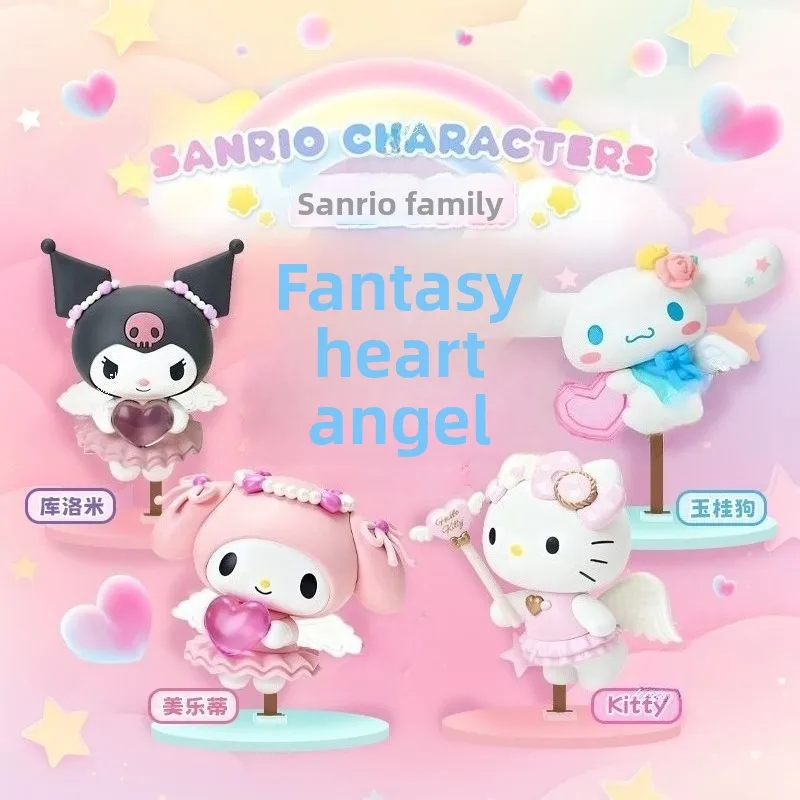 Cute Cartoon Hello Kitty My Melody Kuromi Fantasy Love Angel Ornaments Kawaii Creative Desktop Figures Selected Birthday Gifts