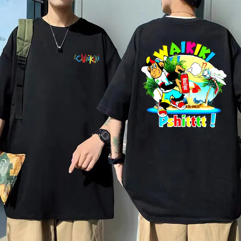 Lc Waikiki Monkey Graphic Tshirt Men Women Fashion Cartoon Streetwear Male Casual Oversized T Shirts Unisex Eu Plus Size T-shirt