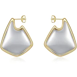 Fashion Gold Earrings for Women Trendy Dupes Earrings Hollow Fin Shaped 18K Gold Plated Chunky Statement Earrings Jewelry