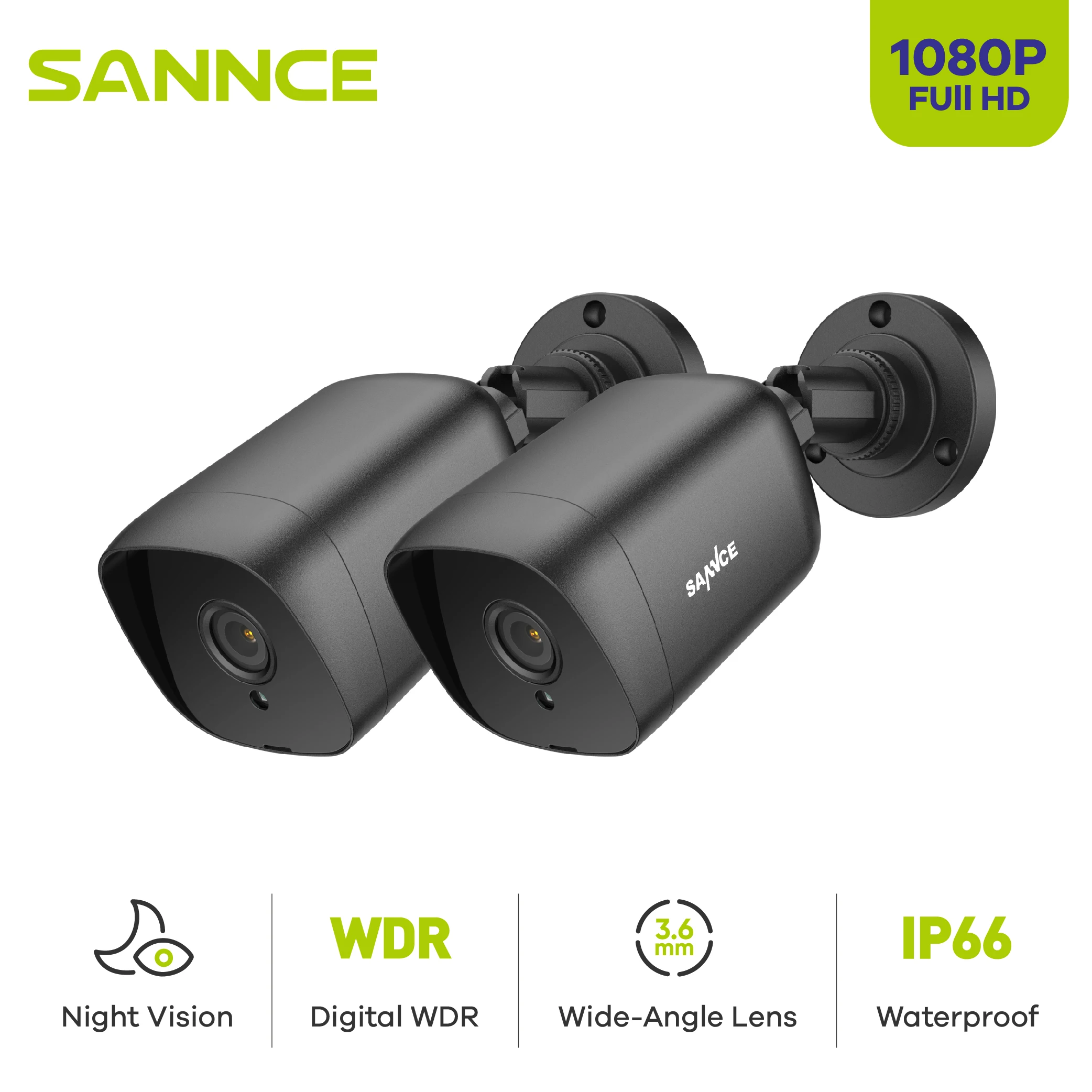 SANNCE 2/4PCS 2.0MP 1080P TVI Security Cameras Indoor Outdoor IR Night Vision CCTV Surveillance Security Camera With BNC Cable