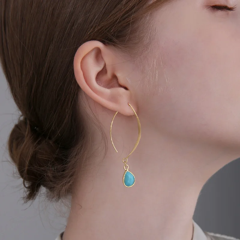 2024 NEW Natural Stone Water Drop Earring Natural Amethysts Turquois Opal Dangle Earring Eardrop Jewelry Gift For Women Girls