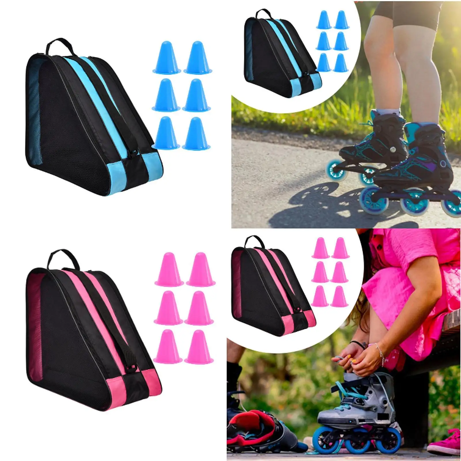 Roller Skate Bag Multipurpose Lightweight Nylon Handle Skate Carry Bag for Inline Skates Figure Skates Kids Children Boys Girls