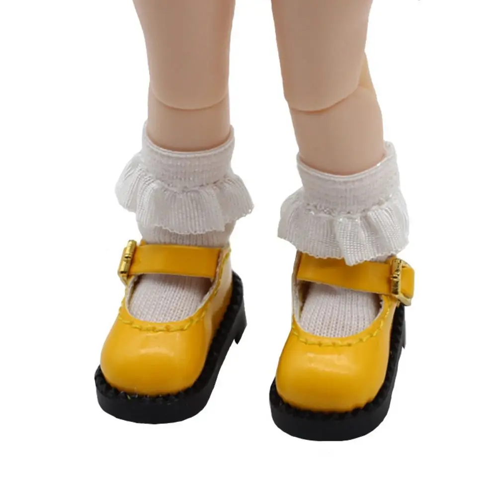 1 par de couro pu ob11 boneca sandálias dedo do pé redondo 2.7*1.3cm 12 boneca bjd sapatos pu mini fofo ob11 sapatos de princesa ob11 boneca
