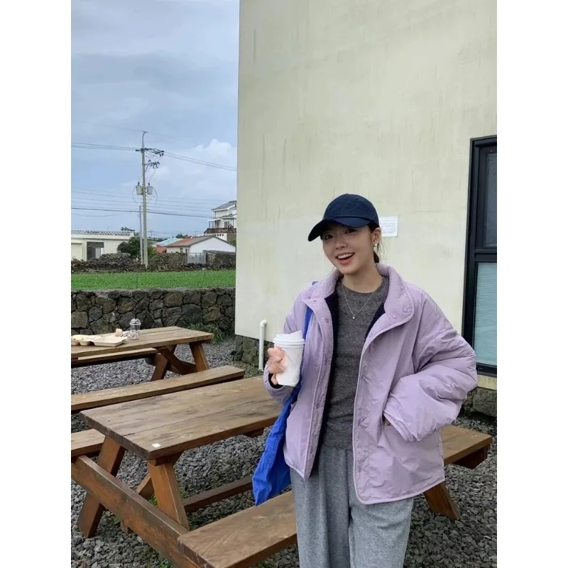 Coréen Sle femmes léger agneau fourrure coton Jaet col montant coupe ample automne hiver nouveau Faion Ele polyvalent vêtements d'extérieur