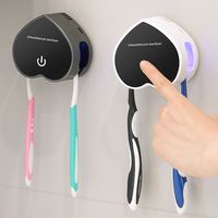 Wall Mounted Sanitizing Toothbrush Holder Portable 2 Brush Slots Smart UV Toothbrush Sterilizer One-click Start Drying