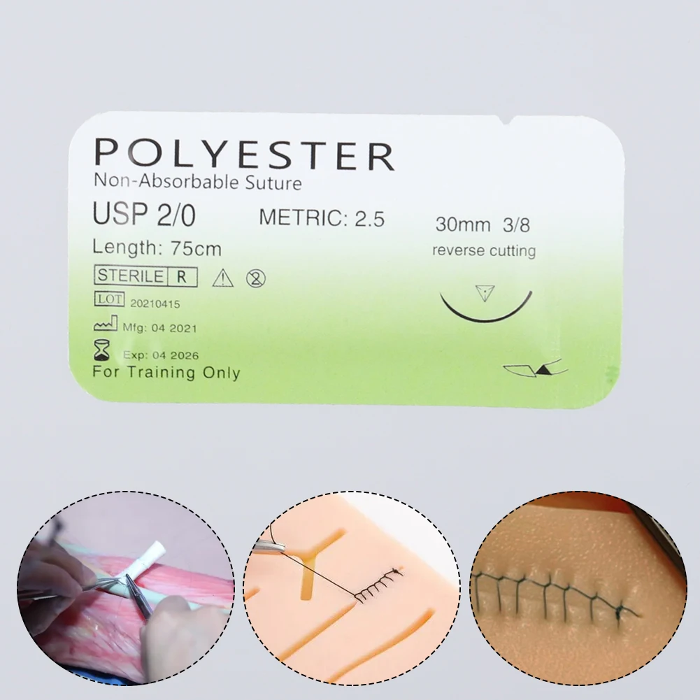 2/0 3/0 4/0 Medical Monofilament Thread Nylon Silk Polypropylene Polyester Medical Dental Sutures for Medical Students Education