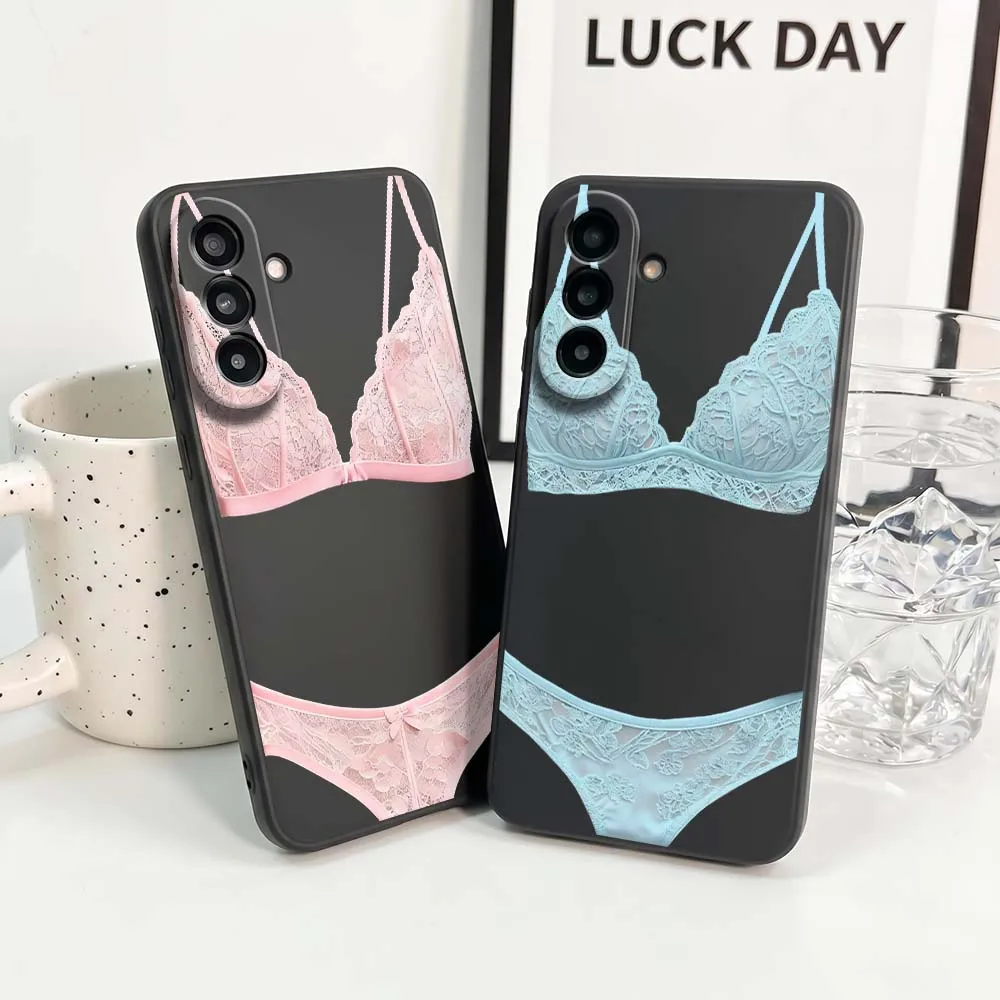 Luxury Lace Lingerie Phone Case For Samsung Note 20 10 A73 A72 A71 A56 A55 A54 A53 A52 A51 A42 A41 A36 A35 A34 Black