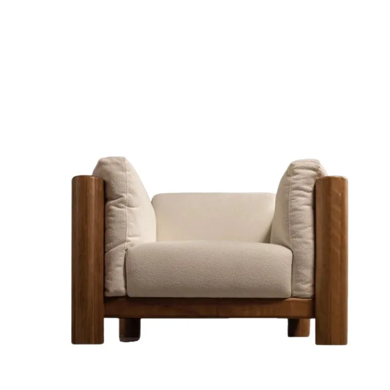 

Wabi Sabi Wind Single Sofa Chair Solid Wood Retro Living Room Book Cafe Leisure Chair B & B Hotel Reception Single Chair